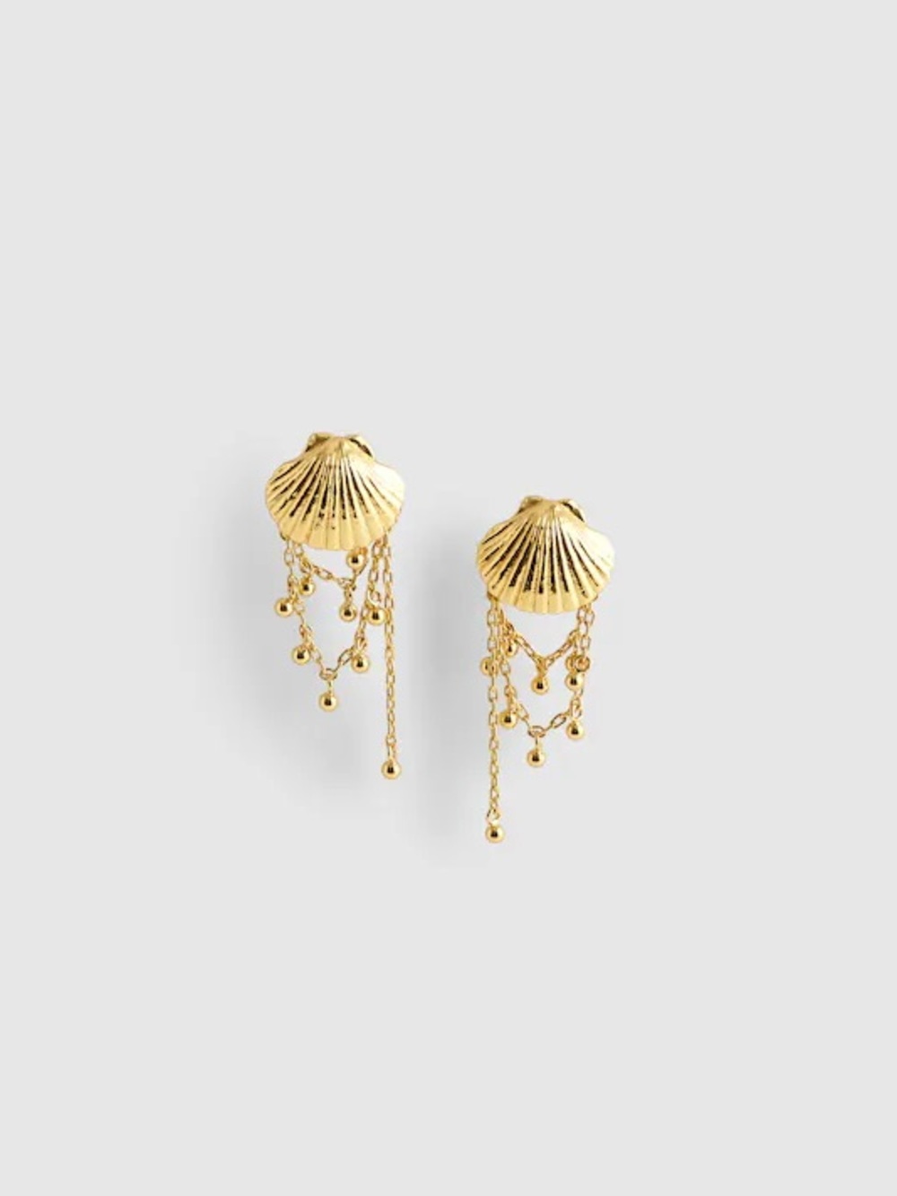 NWT Madewell Shell Stacked Chain Stud Earrings Gold